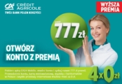 „Otwórz konto i zyskaj nawet 777 zł” w najnowszej promocji od Credit Agricole